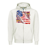 Oatmeal Heather baseball american flag Zipper Hoodie - texasbilliewilder