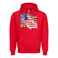 Red baseball american flag Zipper Hoodie - texasbilliewilder