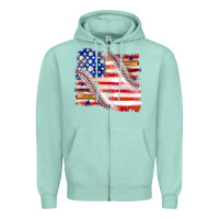 Seafoam baseball american flag Zipper Hoodie - texasbilliewilder