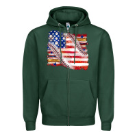 Sports Green baseball american flag Zipper Hoodie - texasbilliewilder