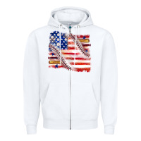 White baseball american flag Zipper Hoodie - texasbilliewilder