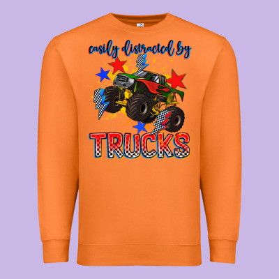 Easily Distracted By Trucks Premium Sweatshirt Designed By Adodesignshop