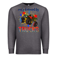 Charcoal Heather easily distracted by trucks Premium Sweatshirt - AdoDesignShop