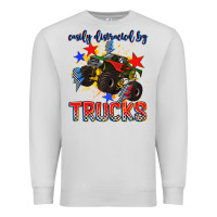 Dove Grey easily distracted by trucks Premium Sweatshirt - AdoDesignShop