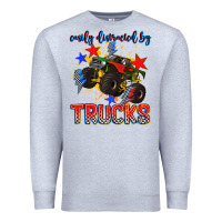 Heather Grey easily distracted by trucks Premium Sweatshirt - AdoDesignShop