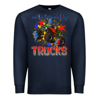 Navy easily distracted by trucks Premium Sweatshirt - AdoDesignShop