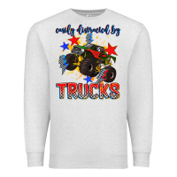 Oatmeal Heather easily distracted by trucks Premium Sweatshirt - AdoDesignShop