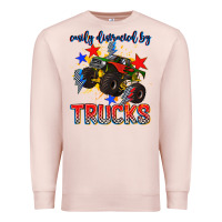Pale Pink easily distracted by trucks Premium Sweatshirt - AdoDesignShop