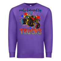 Purple easily distracted by trucks Premium Sweatshirt - AdoDesignShop