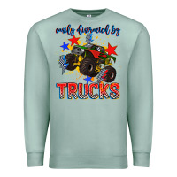Seafoam easily distracted by trucks Premium Sweatshirt - AdoDesignShop