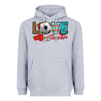 Heather Grey love soccer Heavyweight Hoodie - HRA Design Shop