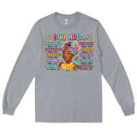 Heather Grey you are beautiful victorious enough strong Long Sleeve Tee - MaliasSmallBusiness