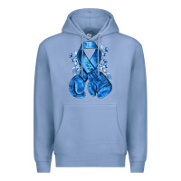 Colony Blue blueribbon with boxing gloves Premium Hoodie - NancyCooperArtShop
