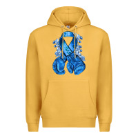 Mustard blueribbon with boxing gloves Premium Hoodie - NancyCooperArtShop
