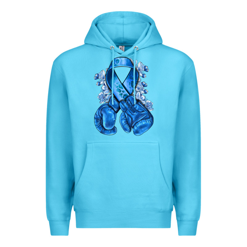 Blueribbon With Boxing Gloves Premium Hoodie by NancyCooperArtShop | Teevron