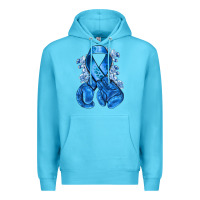 Ocean Blue blueribbon with boxing gloves Premium Hoodie - NancyCooperArtShop