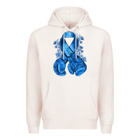 Pale Pink blueribbon with boxing gloves Premium Hoodie - NancyCooperArtShop