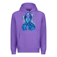 Purple blueribbon with boxing gloves Premium Hoodie - NancyCooperArtShop