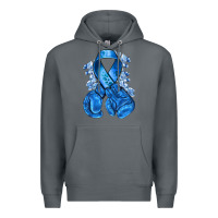 Rock blueribbon with boxing gloves Premium Hoodie - NancyCooperArtShop
