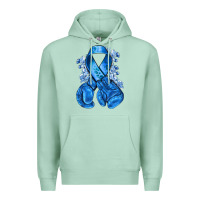 Seafoam blueribbon with boxing gloves Premium Hoodie - NancyCooperArtShop