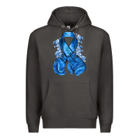 Smoke blueribbon with boxing gloves Premium Hoodie - NancyCooperArtShop