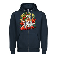 Navy dont stop believin Zipper Hoodie - Zillion Design Studio