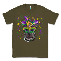Army Green mardi gras  mask pitbull Classic Tee - RanaPortraitStore