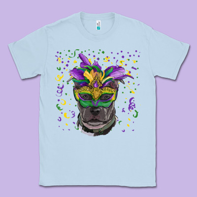 Mardi Gras  Mask Pitbull Classic Tee Designed By Ranaportraitstore