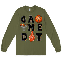 Army Green basketball game day Long Sleeve Tee - MaliasSmallBusiness