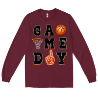 Burgundy basketball game day Long Sleeve Tee - MaliasSmallBusiness