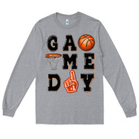 Heather Grey basketball game day Long Sleeve Tee - MaliasSmallBusiness