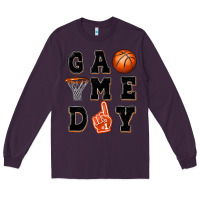 Plum basketball game day Long Sleeve Tee - MaliasSmallBusiness