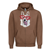 Chestnut white shepherd with love glasses Zipper Hoodie - RanaPortraitStore