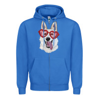 True Royal white shepherd with love glasses Zipper Hoodie - RanaPortraitStore