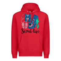 Red Scrub Life Nurse Premium Hoodie - LillyAllenDesigns