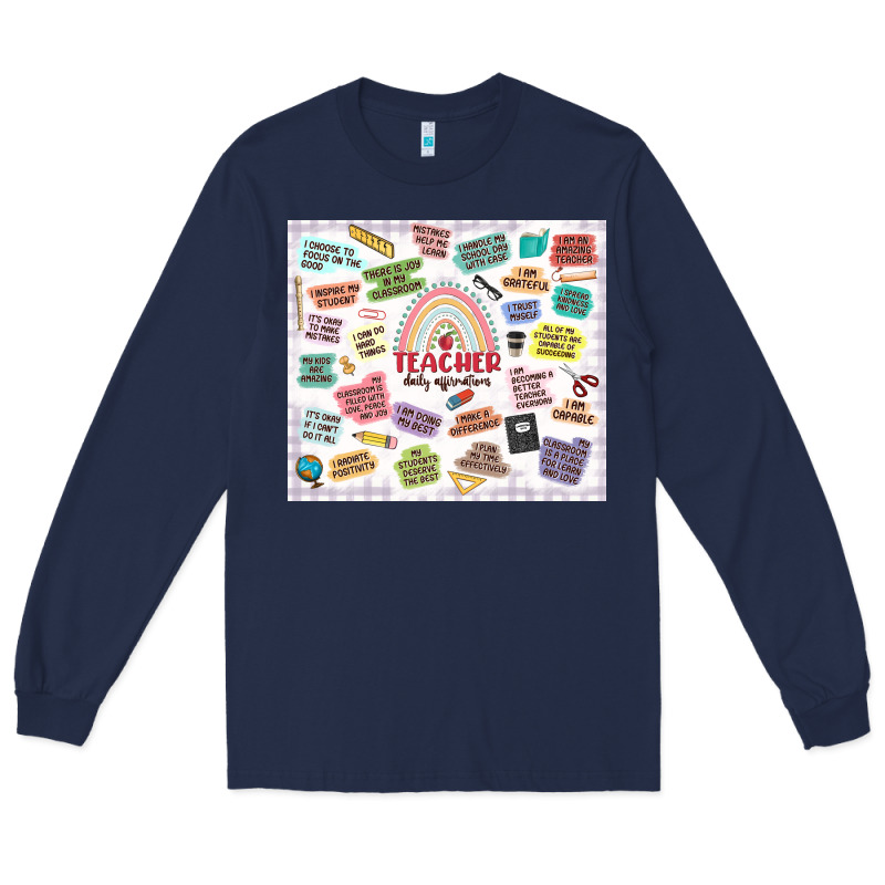 Teacher Daily Affirmations Long Sleeve Tee by MaliasSmallBusiness | Teevron