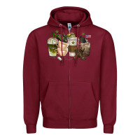 Burgundy coffee cups army Zipper Hoodie - texasbilliewilder