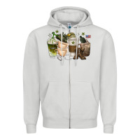Dove Grey coffee cups army Zipper Hoodie - texasbilliewilder