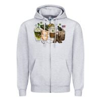 Heather Grey coffee cups army Zipper Hoodie - texasbilliewilder