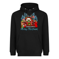Black merry christmas gnomes truck Heavyweight Hoodie - FaDigitalArtStudio