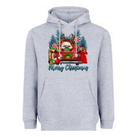 Heather Grey merry christmas gnomes truck Heavyweight Hoodie - FaDigitalArtStudio