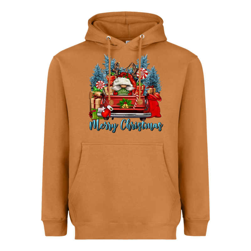 Merry Christmas Gnomes Truck Heavyweight Hoodie by FaDigitalArtStudio | Teevron