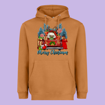 Merry Christmas Gnomes Truck Heavyweight Hoodie Designed By Fadigitalartstudio