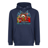 Navy merry christmas gnomes truck Heavyweight Hoodie - FaDigitalArtStudio