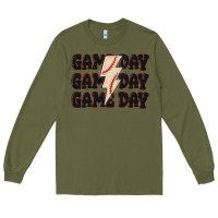 Army Green game day game day baseball Long Sleeve Tee - MaliasSmallBusiness