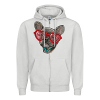 Dove Grey french bulldog with love glasses Zipper Hoodie - RanaPortraitStore