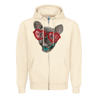 Sandshell french bulldog with love glasses Zipper Hoodie - RanaPortraitStore