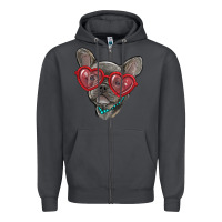 Smoke french bulldog with love glasses Zipper Hoodie - RanaPortraitStore