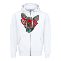 White french bulldog with love glasses Zipper Hoodie - RanaPortraitStore