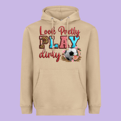 Look Pretty Play Dirty Soccer Heavyweight Hoodie Designed By Hra Design Shop